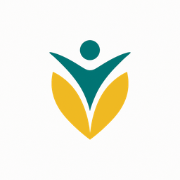 Minimal geometric wellness symbol in brand colors on white background